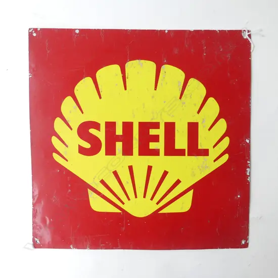 A VINTAGE ENAMEL 'SHELL' SIGN 330 x 330mm