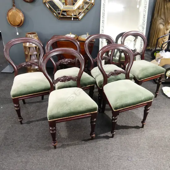 6 VICTORIAN BALLOON BACK DINING CHAIRS