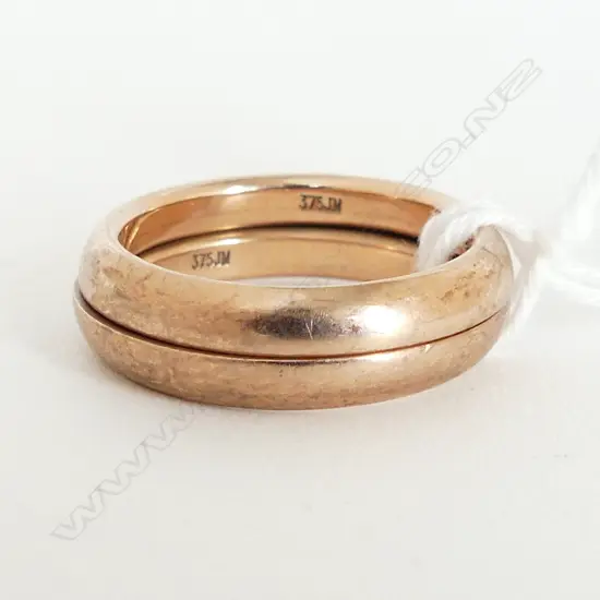 2 9CT  ROSE GOLD BAND RINGS 7.1gms SIZE N