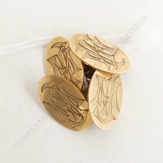 PR 9CT OVAL CUFFLINKS, 7.4gms