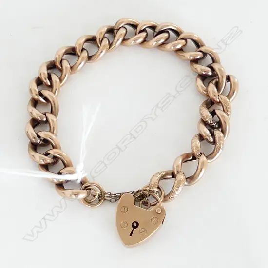 9CT ROSE GOLD  CURB LINK BRACELET 14.3GMS LINKS WORN