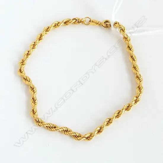 9ct BRIGHT YELLOW GOLD ROPE TWIST BRACELET 1.84gms