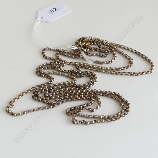 2 x c1900 9ct YELLOW GOLD NECK CHAINS FROM 1 MUFF CHAIN L.800mm EA. 26.6gms FITTING NOT GOLD