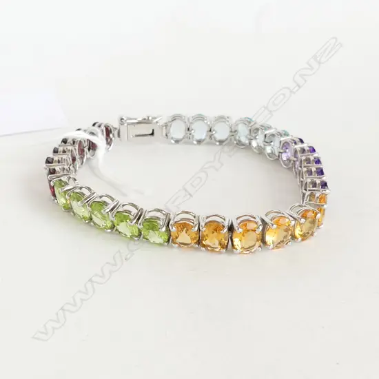 SILVER & SEMI-PRECIOUS GEMSTONE BRACELET, L.185mm (NEW)
