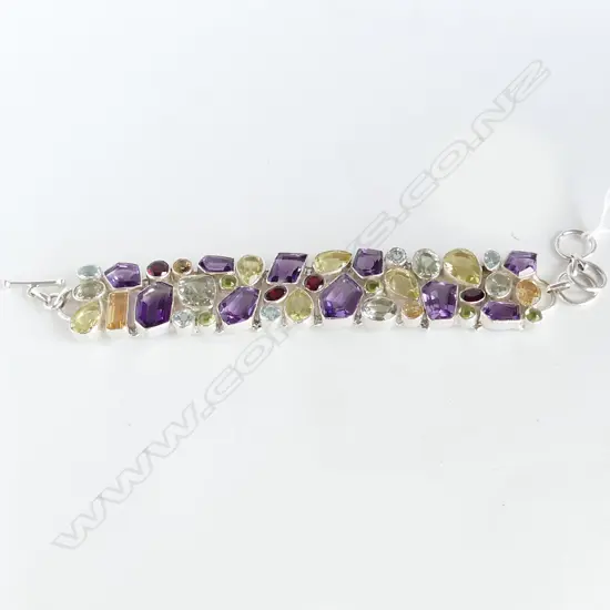 WEIGHTY SILVER & SEMI-PRECIOUS GEMSTONE BRACELET (NEW)
