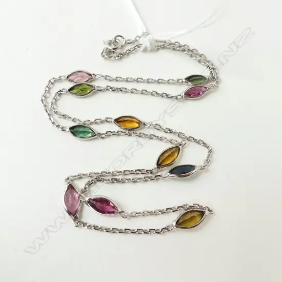 SILVER & TOURMALINE NECKLACE, L.44mm (NEW)