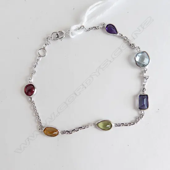 SILVER & SEMI PRECIOUS STONE BRACELET, L.170mm (NEW)
