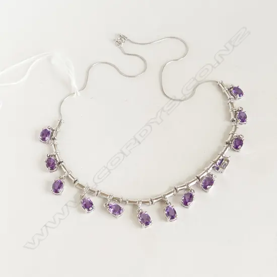 **RTV** SILVER & AMETHYST NECKLACE, L.400mm (NEW)