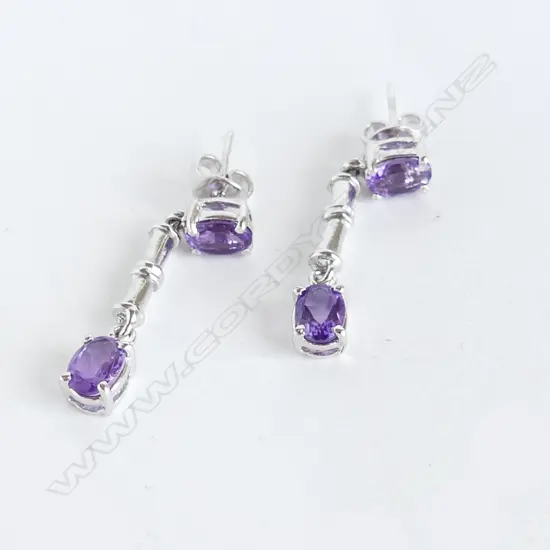 PR SILVER & AMETHYST DROP EARRINGS (NEW)