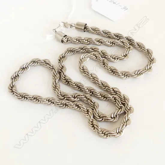 SUBSTANTIAL SILVERPLATE ROPE CHAIN, L.720mm...