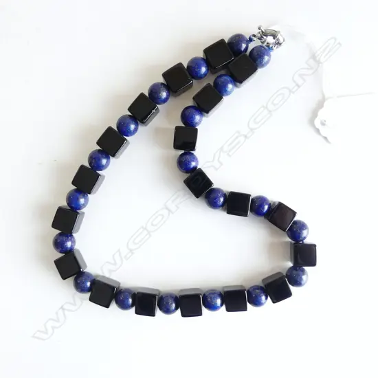LAPIS  & BLACK GLASS BEAD NECKLACE