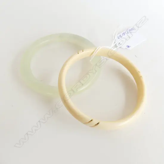 2 BANGLES; JADE & IVORY