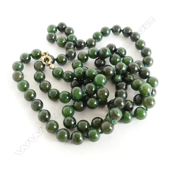 LONG GREEN  STONE BEAD NECKLACE 85CM