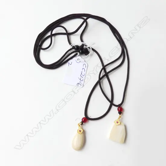 2 MAMMOTH TUSK IVORY CARVED SMALL PENDANTS