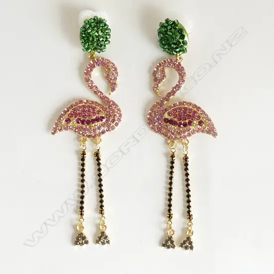 PR COLOURFUL FLAMINGO DROP EARRINGS, NEW