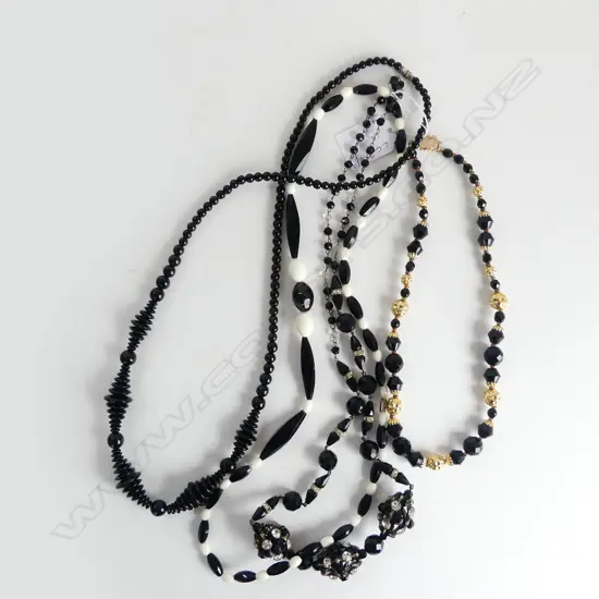 4 BLACK COSTUME NECKLACES