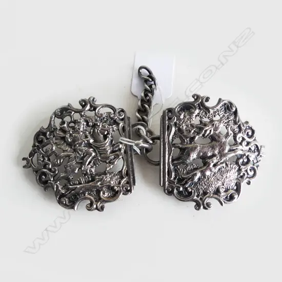  S/SILVER BELT BUCKLE HUNTING SCENE