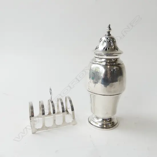 2 PCES STG SILVER; SIFTER & TOAST RACK, 168gms