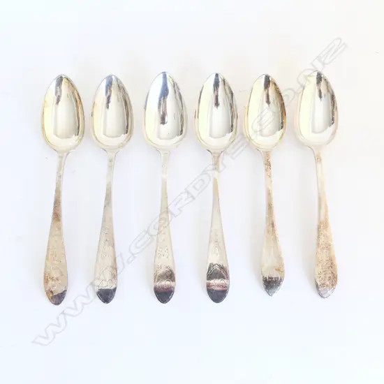 SET OF 6 DANISH SILVER ANTIQUE DESSERT SPOONS  300GMS