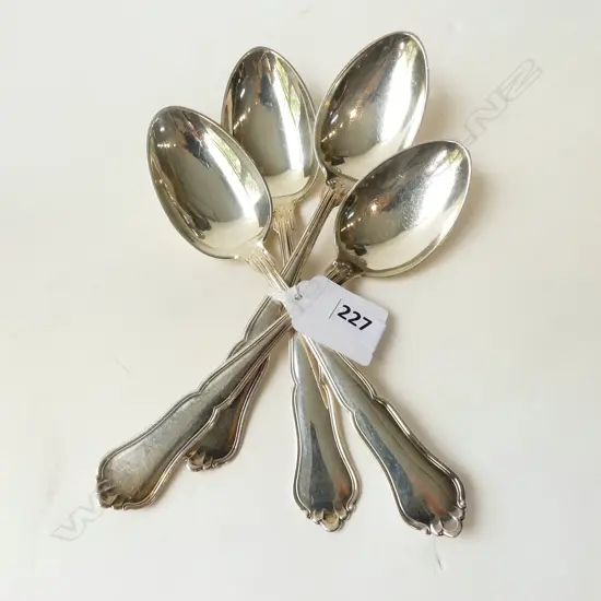 4 DANISH SILVER DESSERT SPOONS 163GMS