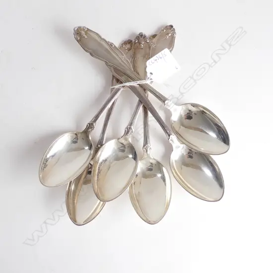 SET OF 6 DANISH SILVER DESSERT SPOONS  246GMS