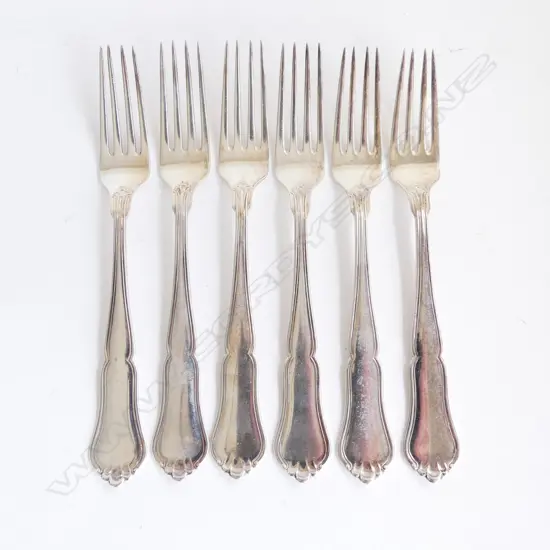 SET OF 6 DANISH SILVER DESSERT FORKS 239GMS