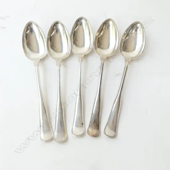 5 DANISH SILVER DESSERT SPOONS  218GMS