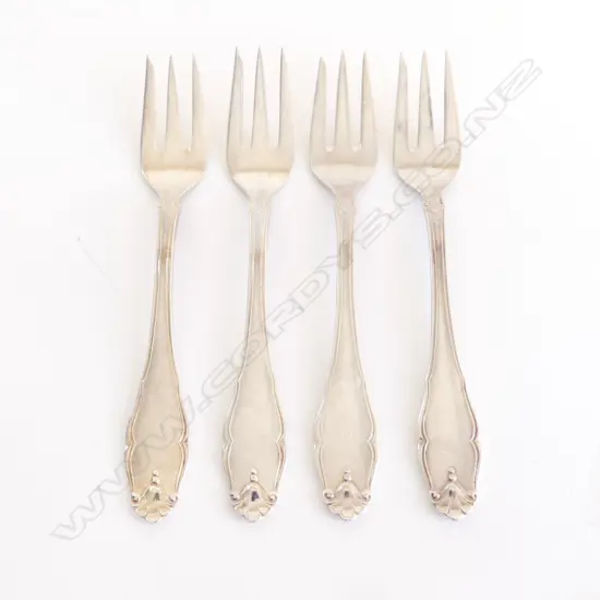 4 DANISH SILVER CAKE FORKS 93GMS