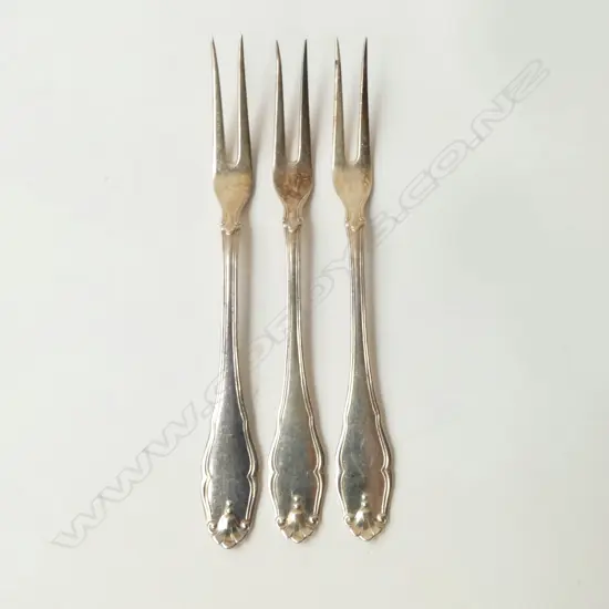 3 DANISH SILVER PICKLE FORKS 74GMS