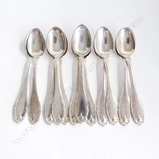 12 DANISH SILVER TEASPOONS 190GMS