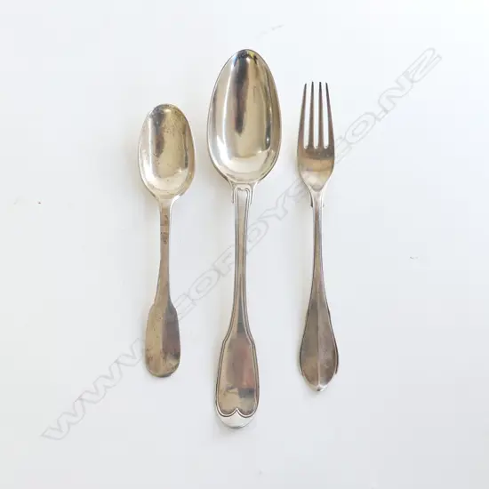 3PCS DANISH SILVER CUTLERY TABLE SPOON DESSERT FORK & LARGE TEASPOON 125GMS