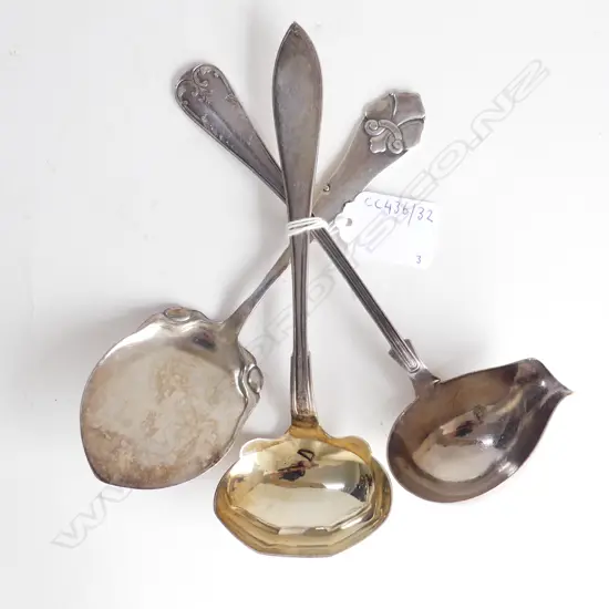 2 DANISH EP SAUCE LADLES + SERVING SPOON