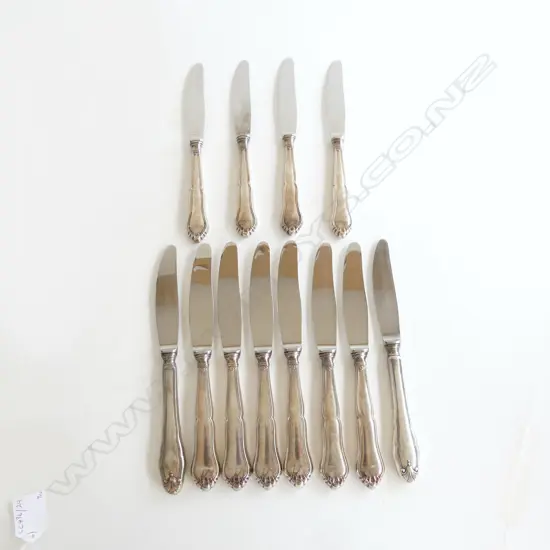 12 DANISH SILVER HANDLED KNIVES 9 & 3 