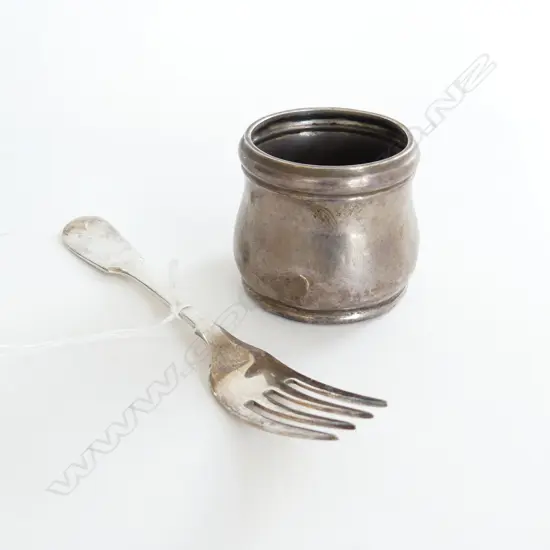 BIRMINGHAM STG SILVER POT 55grms W. STAINLESS FORK