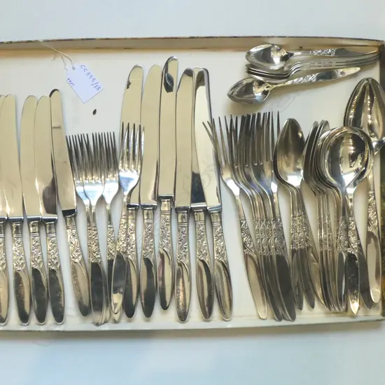 44PC GROSVENOR ‘CHRISTINE’ COMPLETE 6-PLACE CUTLERY SET SILVER PLATED
