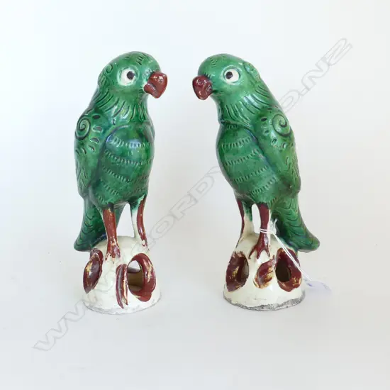 PR CHINESE GREEN GLAZED PARROTS H230mm