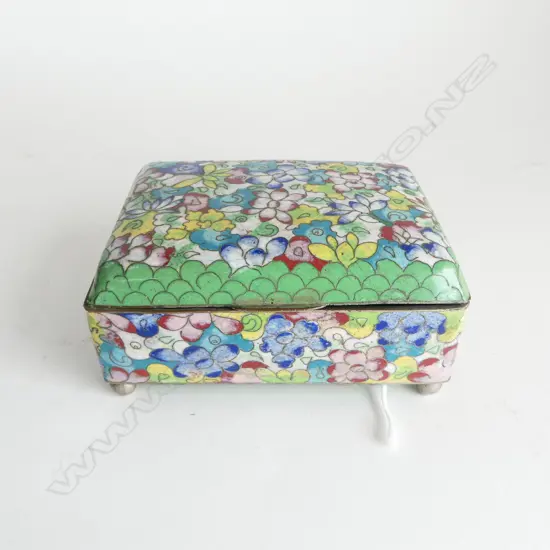 CHINESE CLOISONE LIDDED BOX L110MM