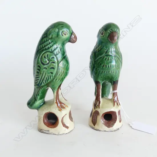 PR CHINESE GREEN GLAZED PARROTS H.145mm