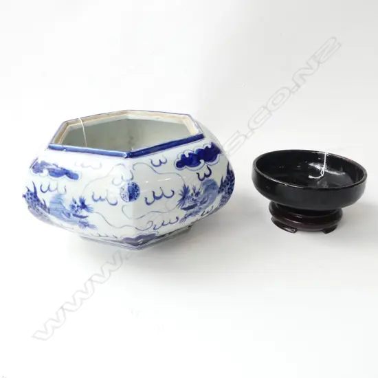 TENMOKU CIZHOU KILN BOWL & B/W DRAGON POT 320x320x150mm