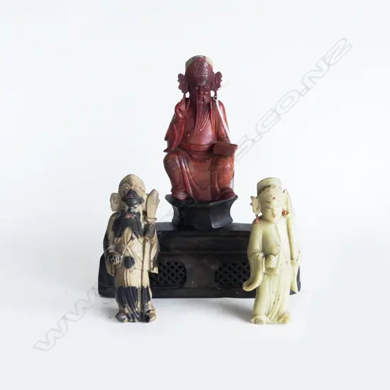 3 SOAPSTONE ORIENTAL FIGURES; AF, H.250mm