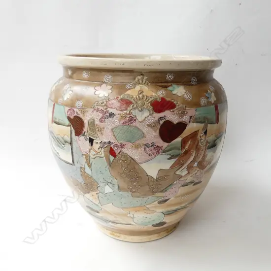 A LARGE JAPANESE  SATSUMA JARDINIERE faults to base height 370mm