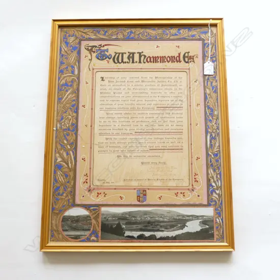 EARLY 20thC HAND ILLUSTRATED & SCRIPTED 'THANK YOU PRESENTATION' 560 x420mm