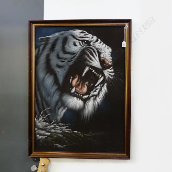 TIGER FELT WORK INDISTINCTLY SIGNED 790 x 570mm