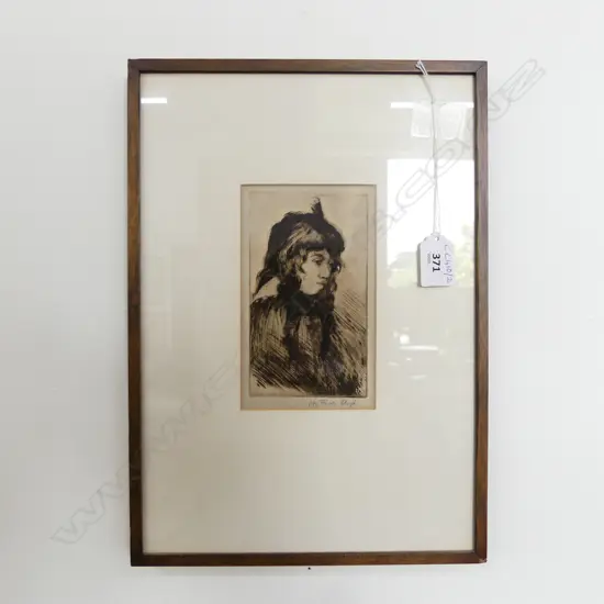 TREVOR LLOYD ETCHING, MAORI GIRL 150x90mm