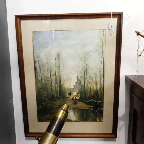 FRAMED REPRODUCTION COROT'S 'THE CHURCH of MARISSEL', 560 x 400mm