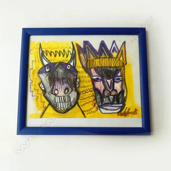 ILLUSTRATION 'BULL & KING', PEN, INK & FELT PEN, SIGNED, 240 x 300mm