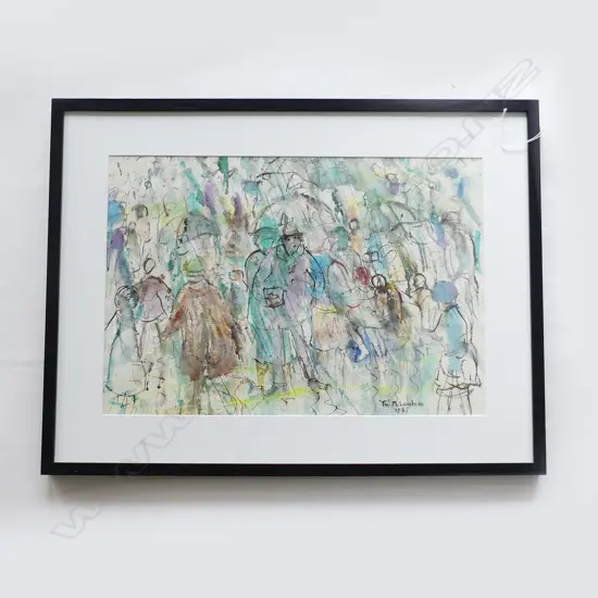 TUI MCLAUCHLAN (NZ 1915-2004), ABSTRACT FIGURES, WC, SIGNED & DATED 1985 350x515mm