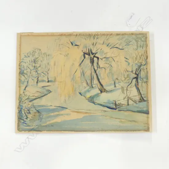 T A McCORMACK WATERCOLOUR RIVER SCENE SIGNED & DATED '34 235 X 320mm unframed