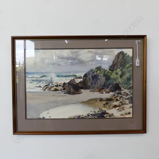 V. SIMMONS, W/C, COASTAL SCENE, 350x530mm