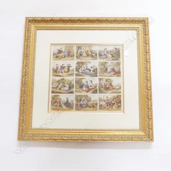 12 BAXTER STYLE PRINTS IN GOLD FRAME 335x350mm